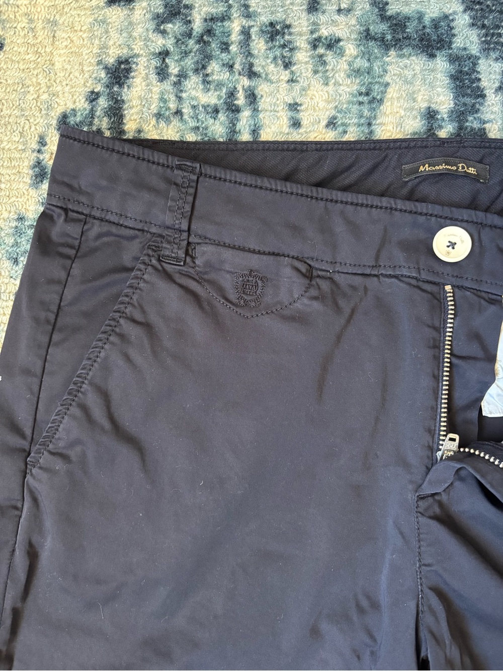 Massimo Dutti Navy Casual Fit Pants – Made in Portugal